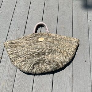 Tommy Bahama Gray Straw Lined Tote Bag